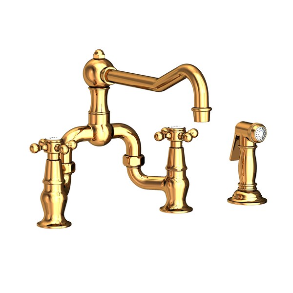 Newport Brass Kitchen Bridge Faucet With Side Spray Polished Gold Pvd 1/24/9452 - main